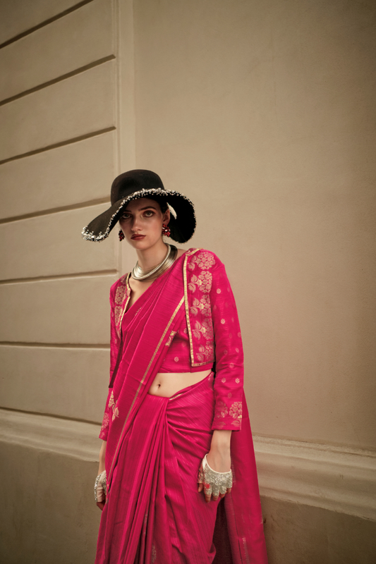 Zari Handloom Woven Satin Silk Saree with Lustrous Finish