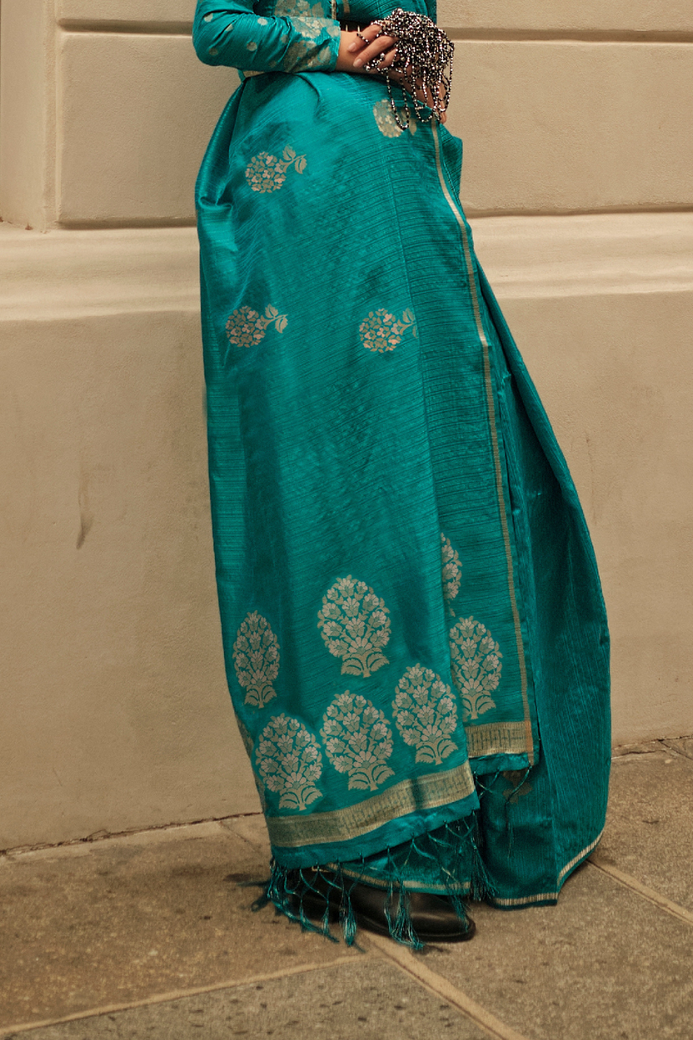 Zari Handloom Woven Satin Silk Saree with Lustrous Finish