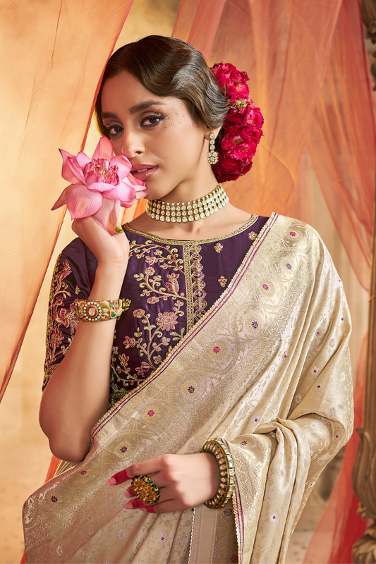 Pure Satin Bliss Saree with Fancy Finish and Designer Appeal - LaVante Fashion