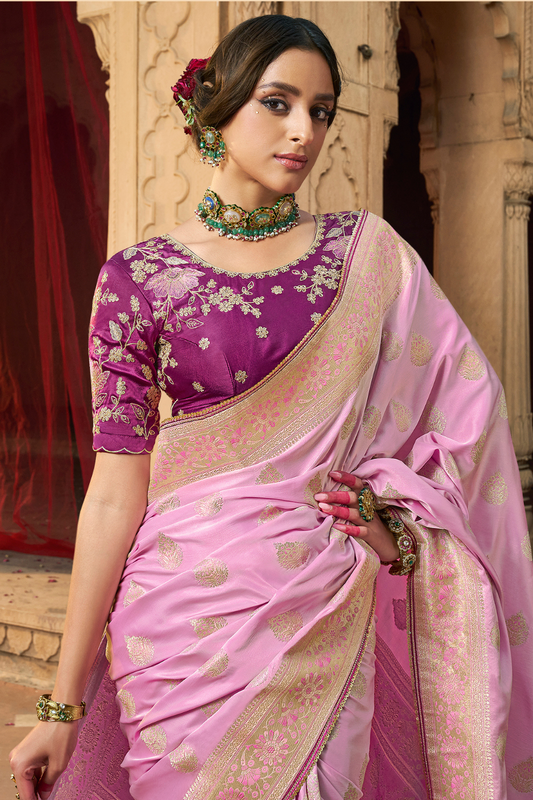 Pure Satin Bliss Saree with Fancy Finish and Designer Appeal - LaVante Fashion