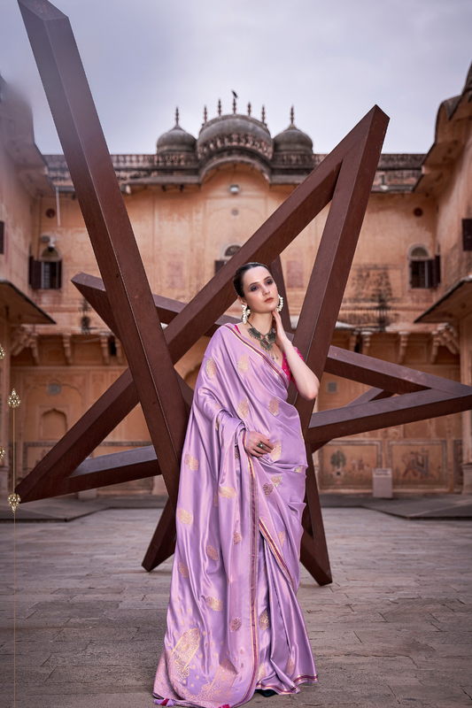 Luxurious Satin Fabric Adorned with Traditional Zari Work - LaVante Fashion