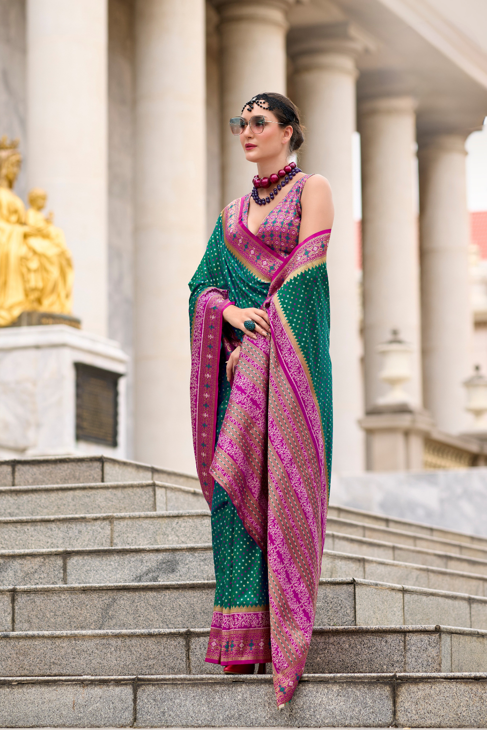Royal Grace – Pure Soft Banarasi Silk Saree with Rich Zari Weaving - LaVante Fashion