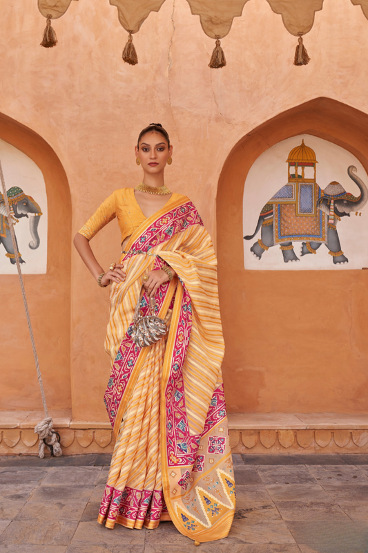 Elegant Tissue Silk Saree with Patola Designer Blouse