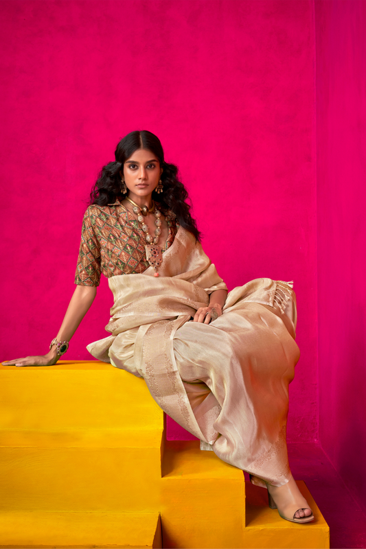 Elegant Tissue Silk Saree with Subtle Shine and Lightweight Grace