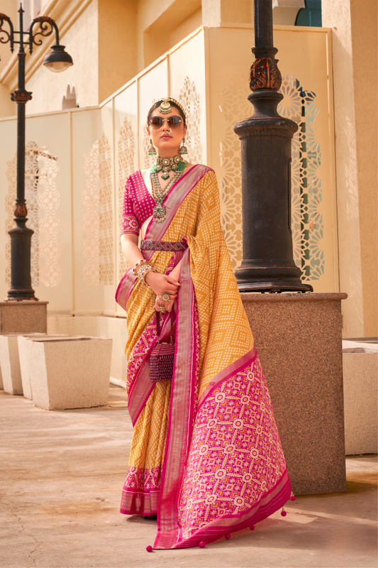 Classy Mehndi Traditional Saree with Elegant Weaving Work