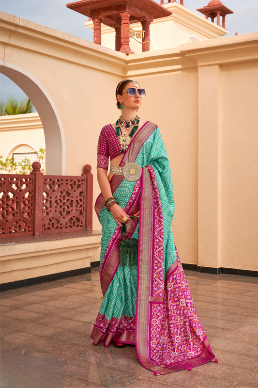Classy Mehndi Traditional Saree with Elegant Weaving Work