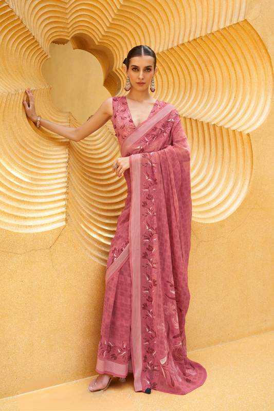 Designer Poly Viscose Silk Georgette Saree with Digital Prints