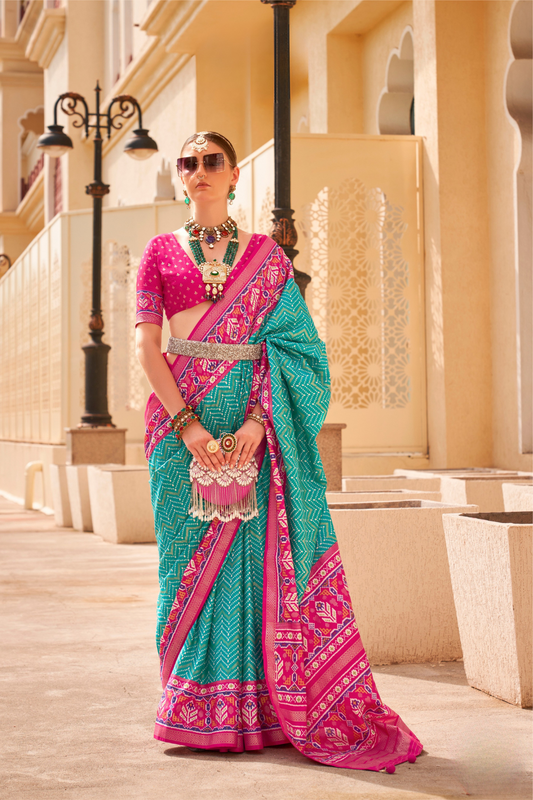 Classy Mehndi Traditional Saree with Elegant Weaving Work