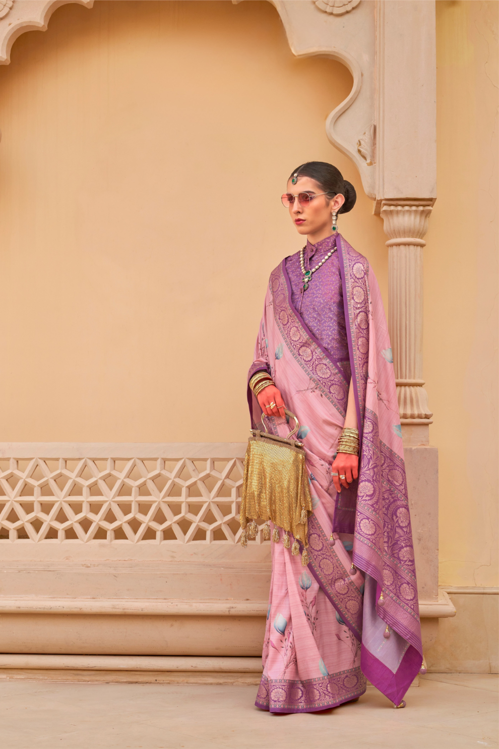 Modern Foil Printed Silk Saree with Aqua Inspired Finish