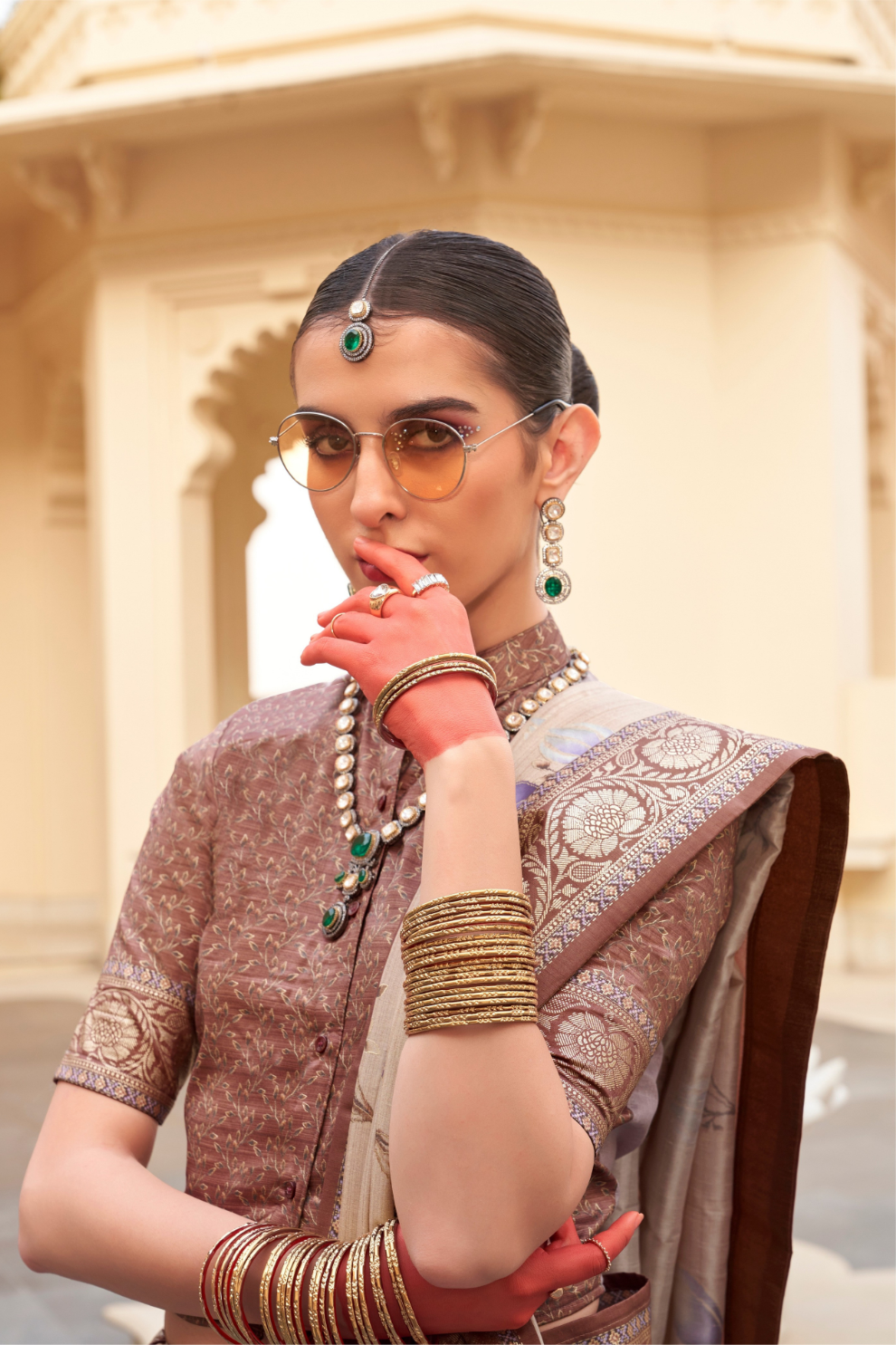 Modern Foil Printed Silk Saree with Aqua Inspired Finish