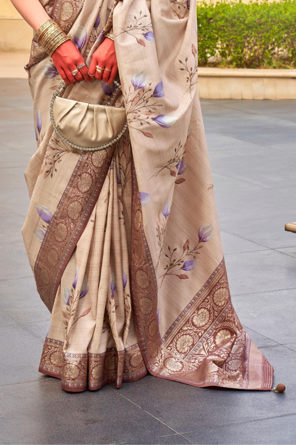 Modern Foil Printed Silk Saree with Aqua Inspired Finish