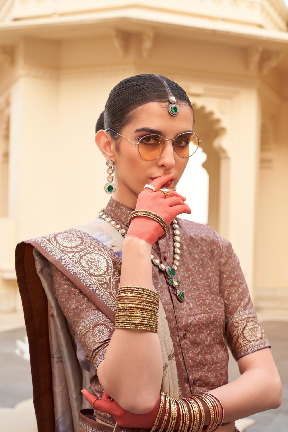 Modern Foil Printed Silk Saree with Aqua Inspired Finish