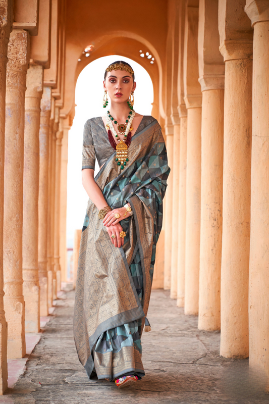 Designer Poly Viscose Silk Saree with Printed Foil Touch