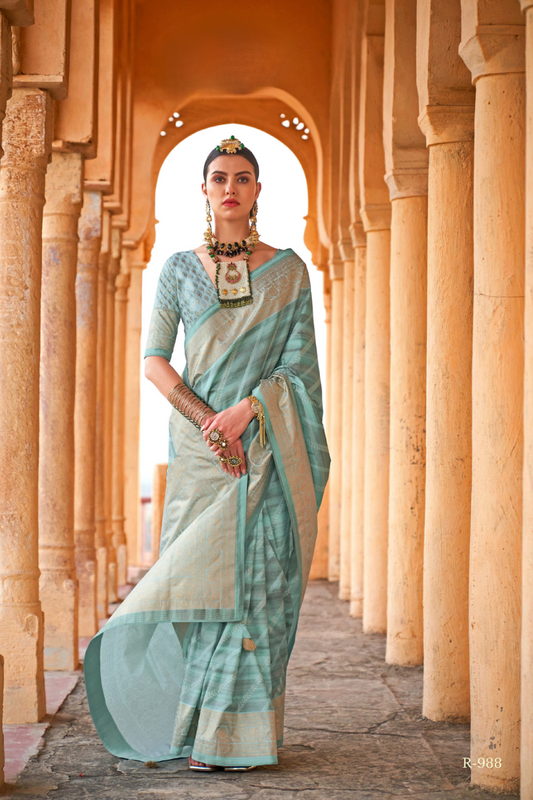 Designer Poly Viscose Silk Saree with Printed Foil Touch