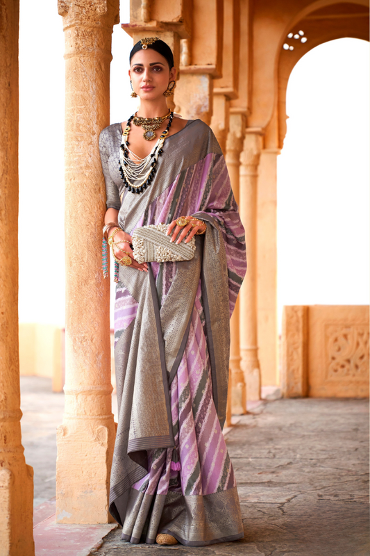 Designer Poly Viscose Silk Saree with Printed Foil Touch