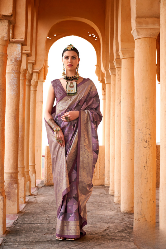 Designer Poly Viscose Silk Saree with Printed Foil Touch