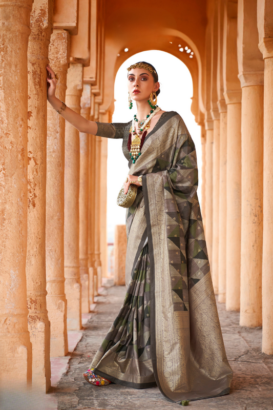 Designer Poly Viscose Silk Saree with Printed Foil Touch