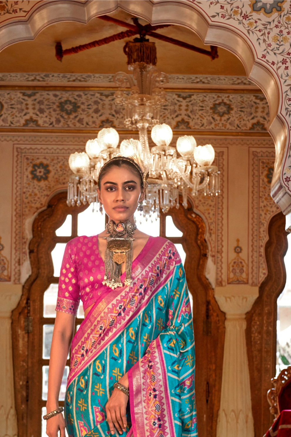 Designer Soft Silk Saree with Patola Prints