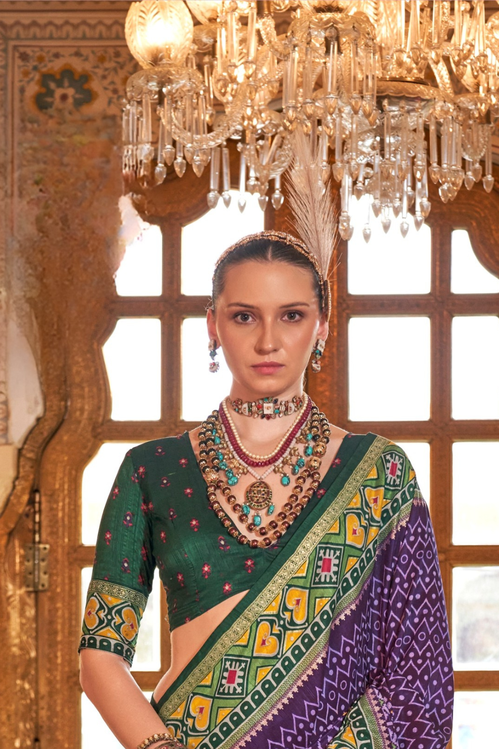 Designer Soft Silk Saree with Patola Prints