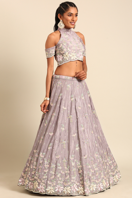 Elegant Georgette Sequin Lehenga with Zarkan Work