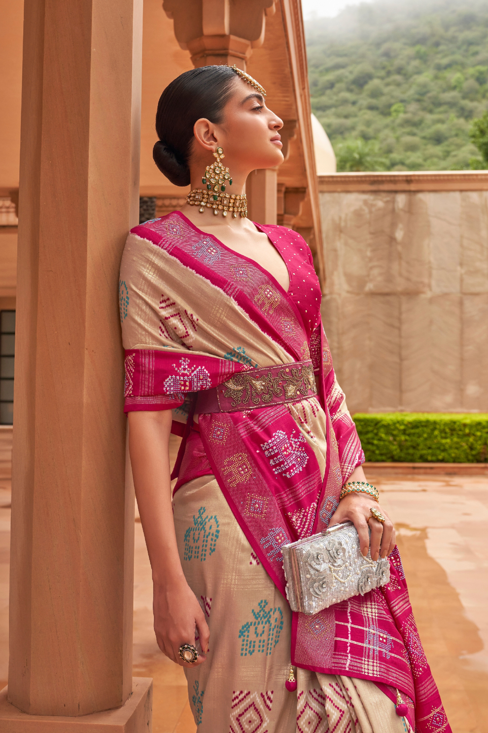 Pure Silk Patola Saree with Rich Zari Weaving and Blouse