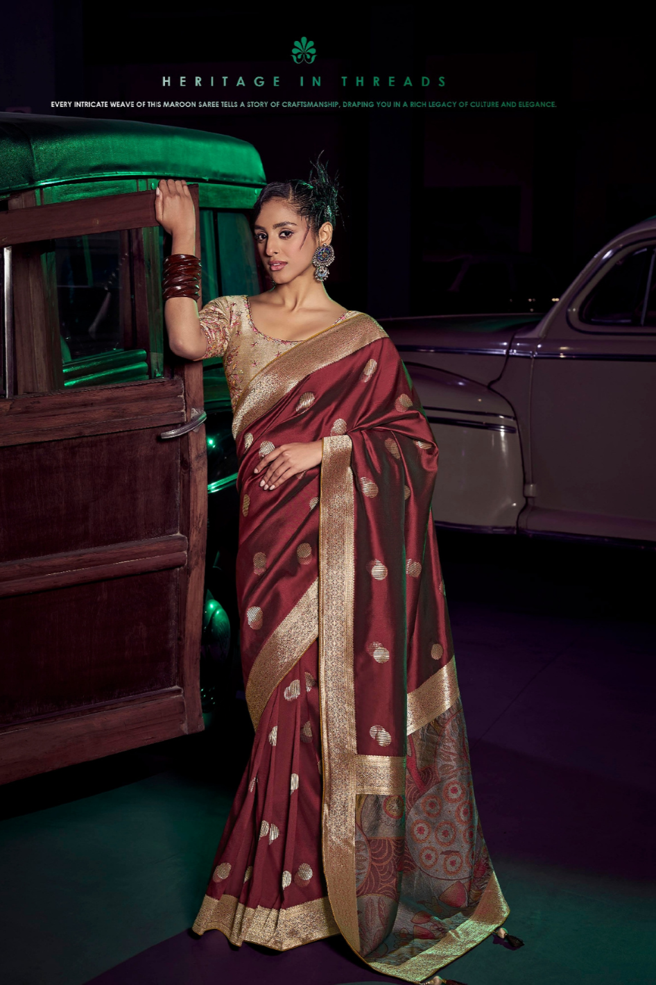 Pure Silk Saree with 3D Weaved Pallu and Heavy - LaVante Fashion