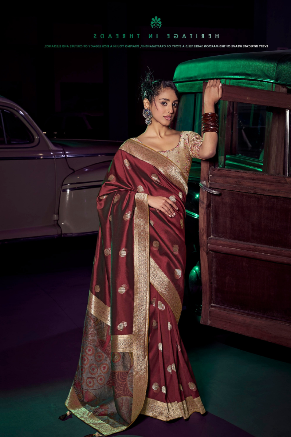 Pure Silk Saree with 3D Weaved Pallu and Heavy - LaVante Fashion