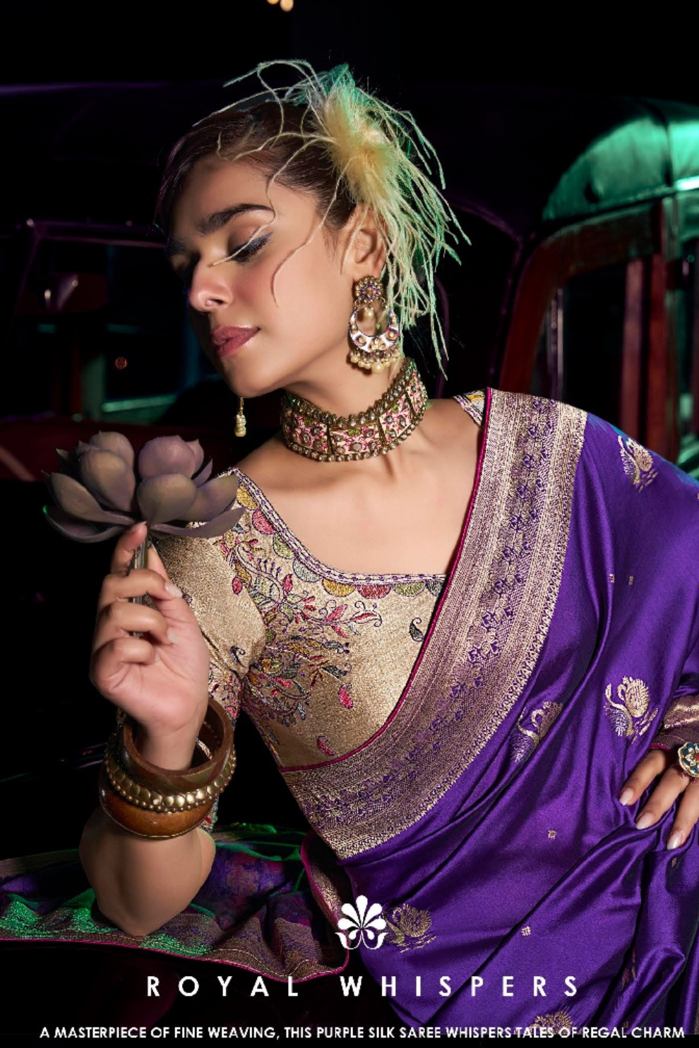 Pure Silk Saree with 3D Weaved Pallu and Heavy - LaVante Fashion