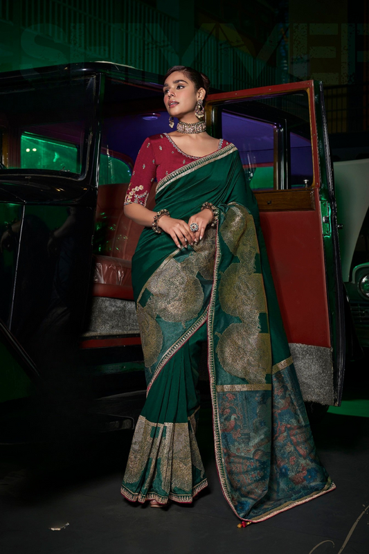 Pure Silk Saree with Beautifully Weaved Pallu and Border - LaVante Fashion