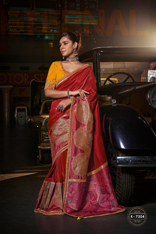 Pure Silk Saree with Beautifully Weaved Pallu and Border - LaVante Fashion