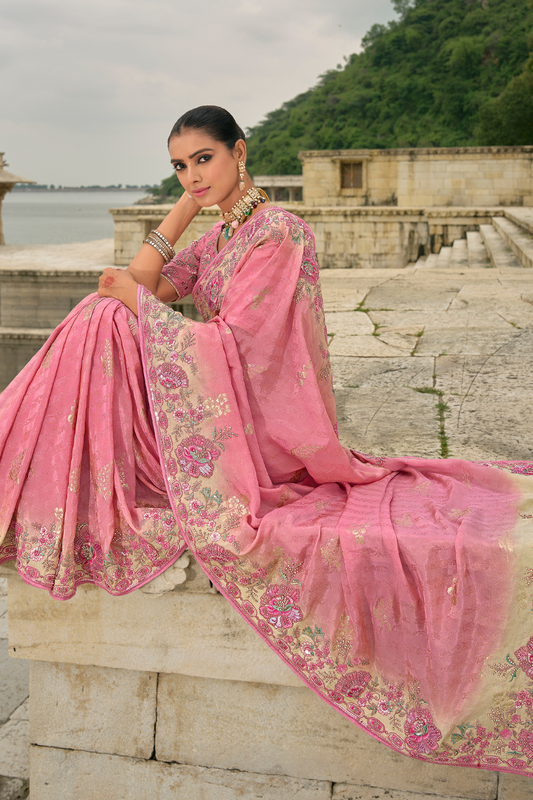 Opulent Glamour in Viscose Jacquard with Zari Sequins & Stone Embroidery