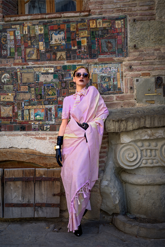 Rangkaat Handloom Katan Silk Saree with Multicolor Weaving