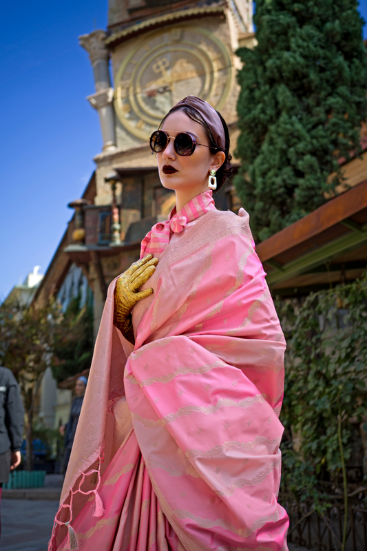 Rangkaat Handloom Katan Silk Saree with Multicolor Weaving