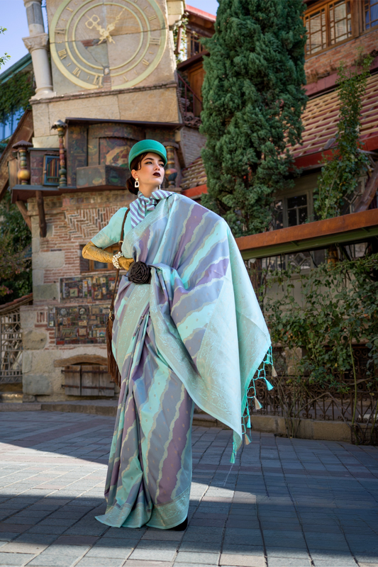 Rangkaat Handloom Katan Silk Saree with Multicolor Weaving