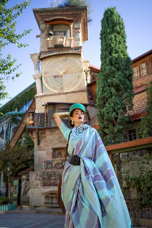 Rangkaat Handloom Katan Silk Saree with Multicolor Weaving