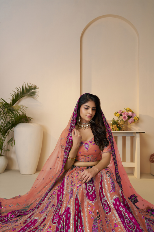 Traditional Designer Lehenga Featuring Embroidery and Intricate Cut Work