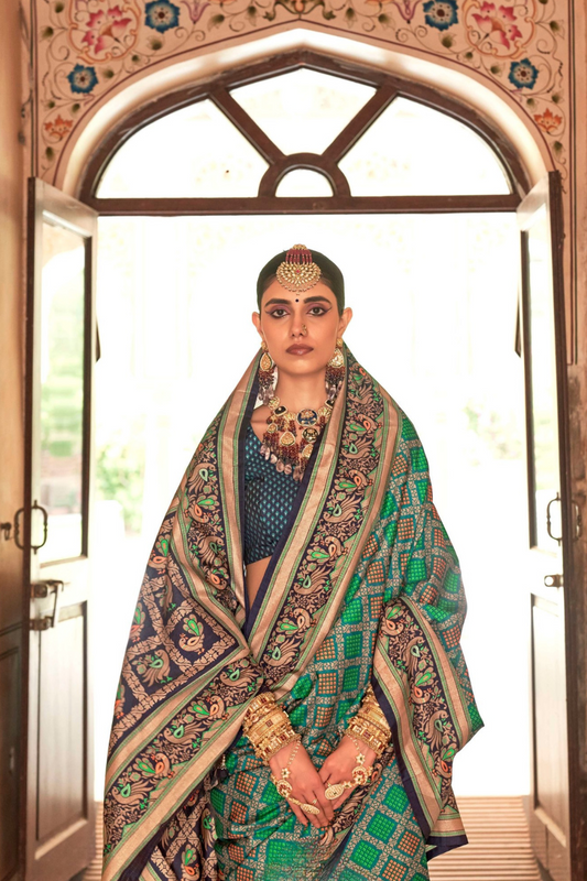 Printed Banarasi Silk Saree with Ultra Smooth Gloster Touch