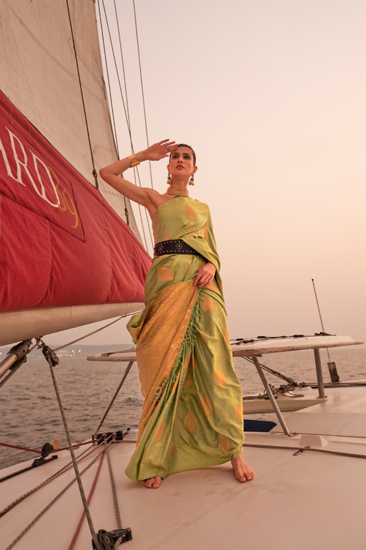 Satin Dual Tone Silk Saree with Elegant Sheen Finish