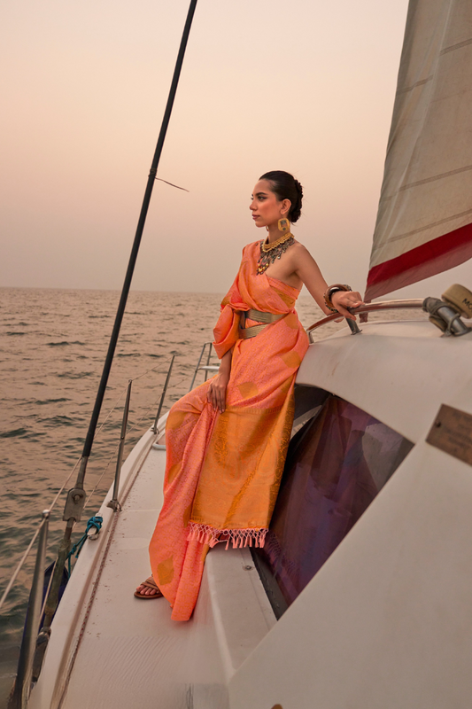 Satin Dual Tone Silk Saree with Elegant Sheen Finish