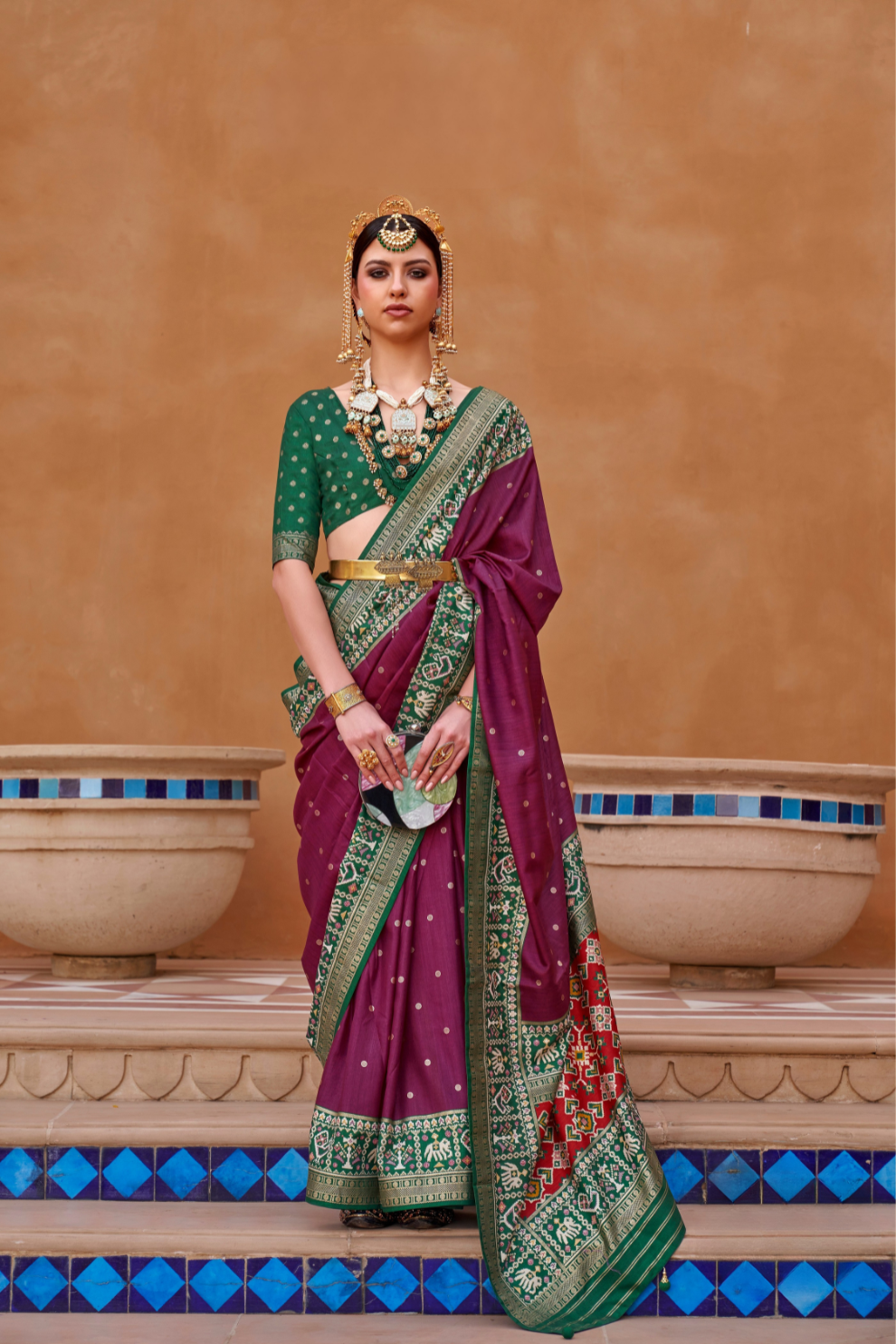 Elegant Zari Patola Saree with Polka Dot Woven Design