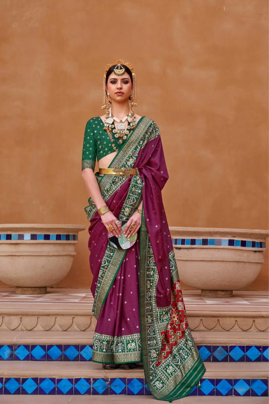 Elegant Zari Patola Saree with Polka Dot Woven Design
