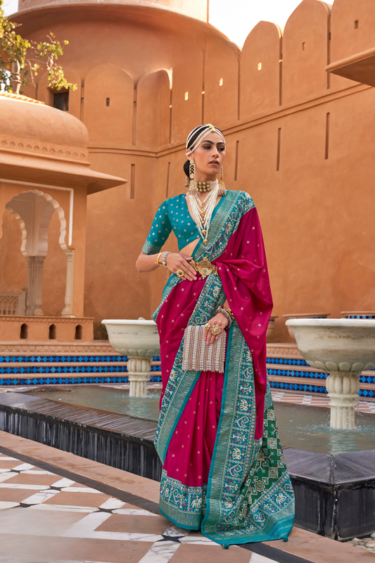 Elegant Zari Patola Saree with Polka Dot Woven Design