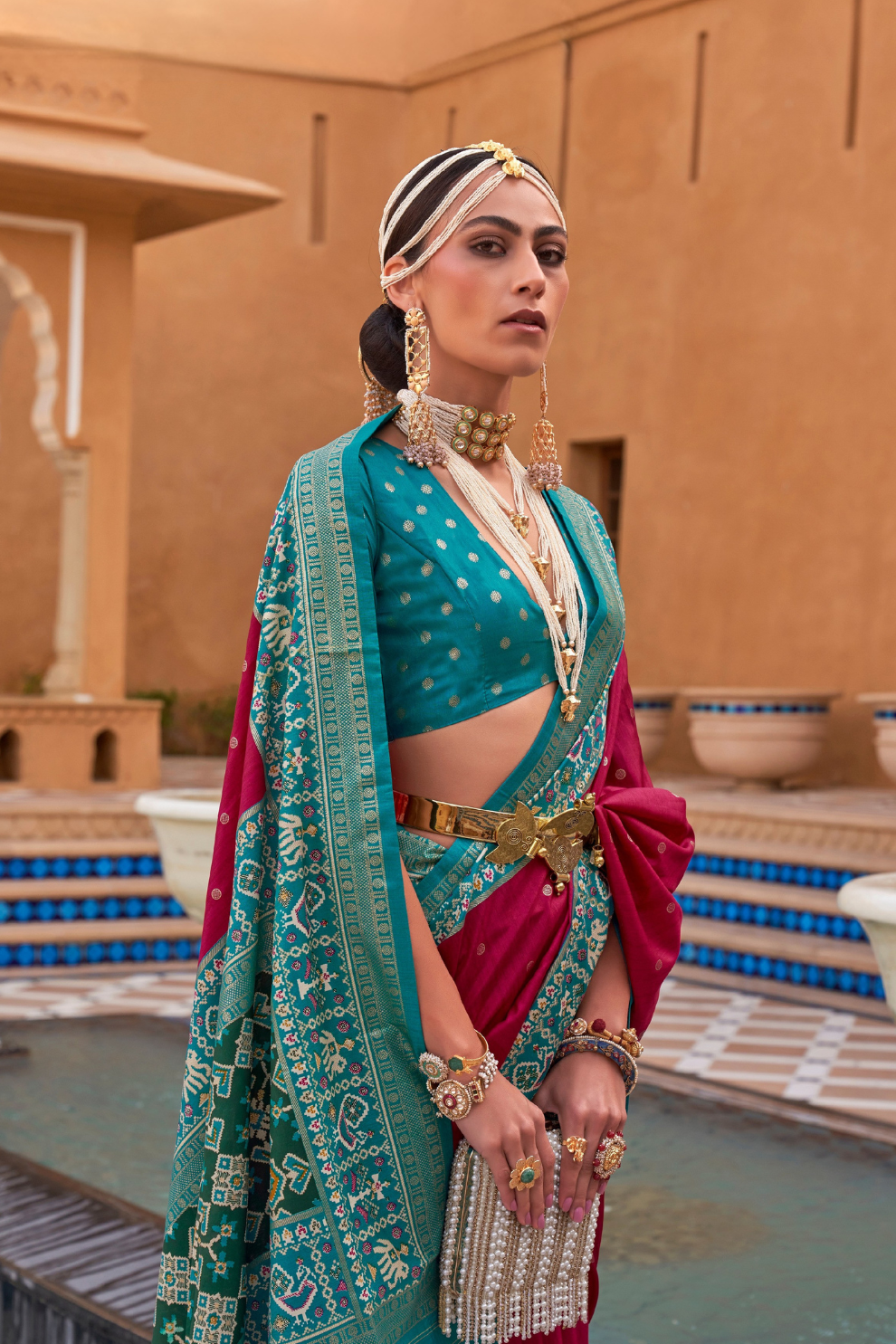 Elegant Zari Patola Saree with Polka Dot Woven Design