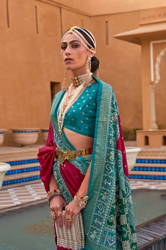 Elegant Zari Patola Saree with Polka Dot Woven Design
