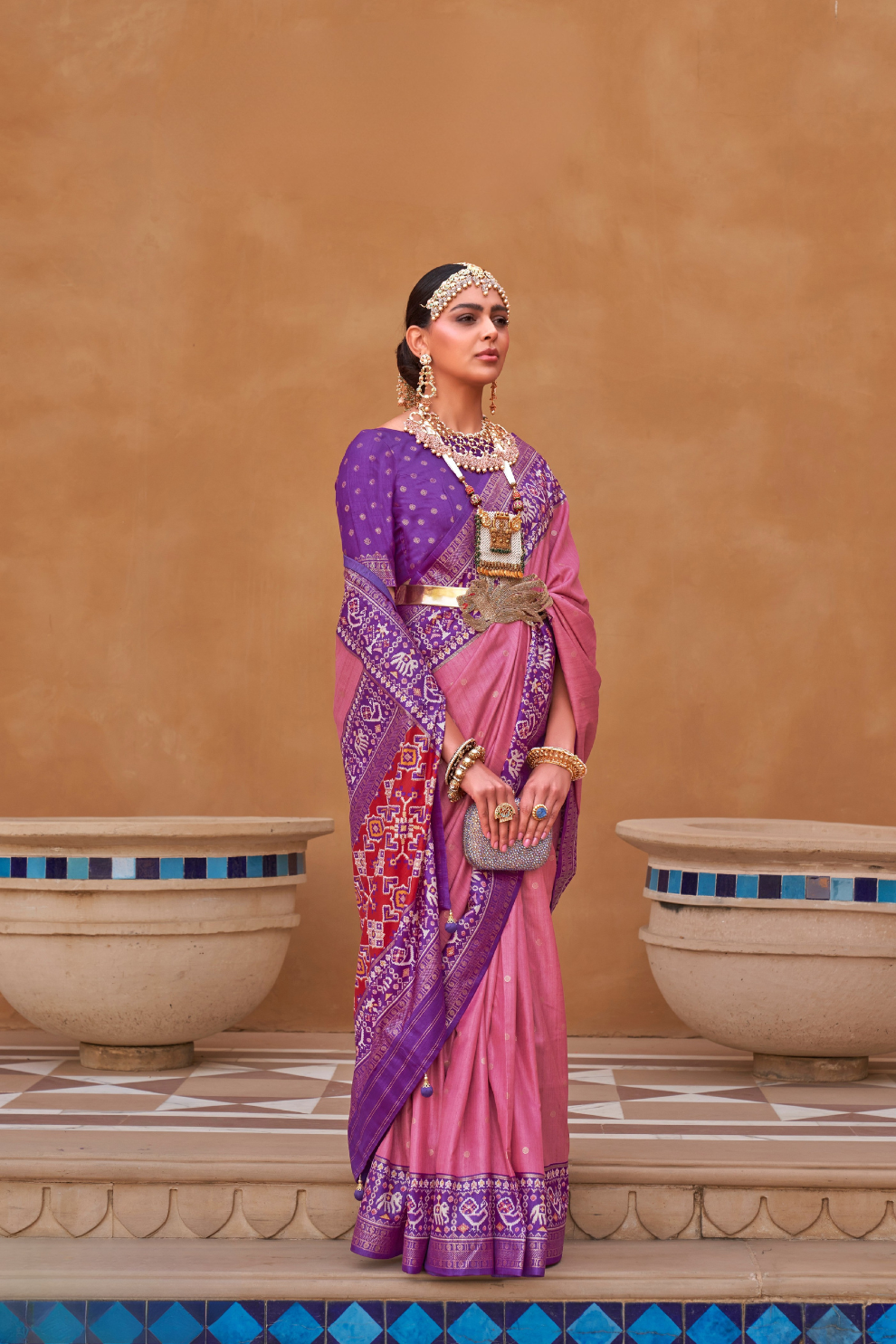 Elegant Zari Patola Saree with Polka Dot Woven Design