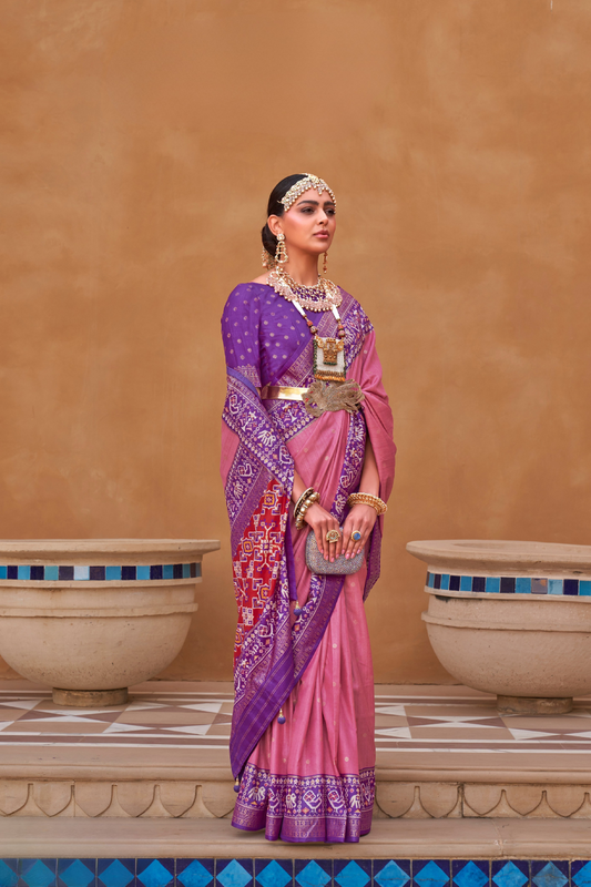Elegant Zari Patola Saree with Polka Dot Woven Design