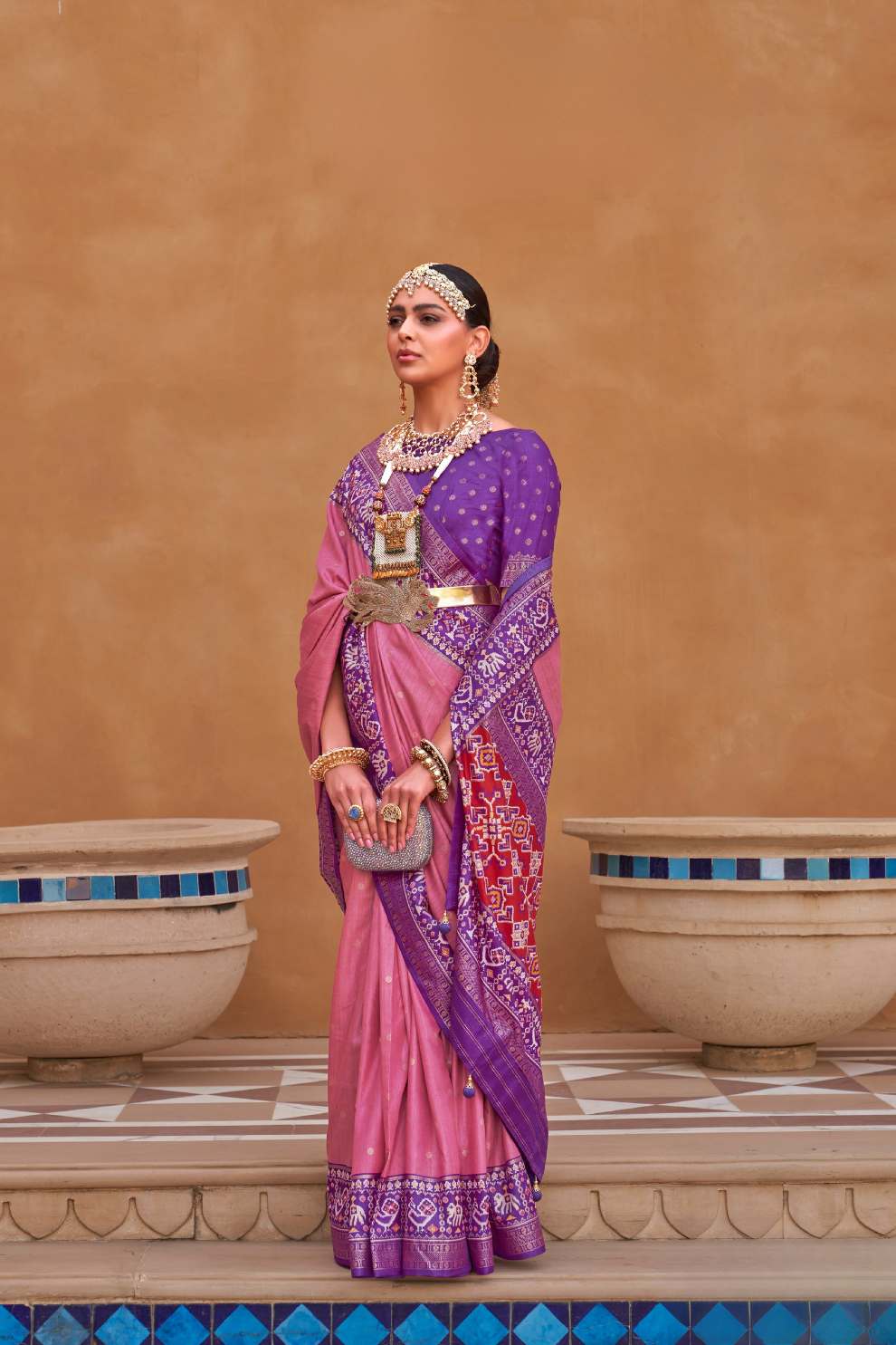 Elegant Zari Patola Saree with Polka Dot Woven Design