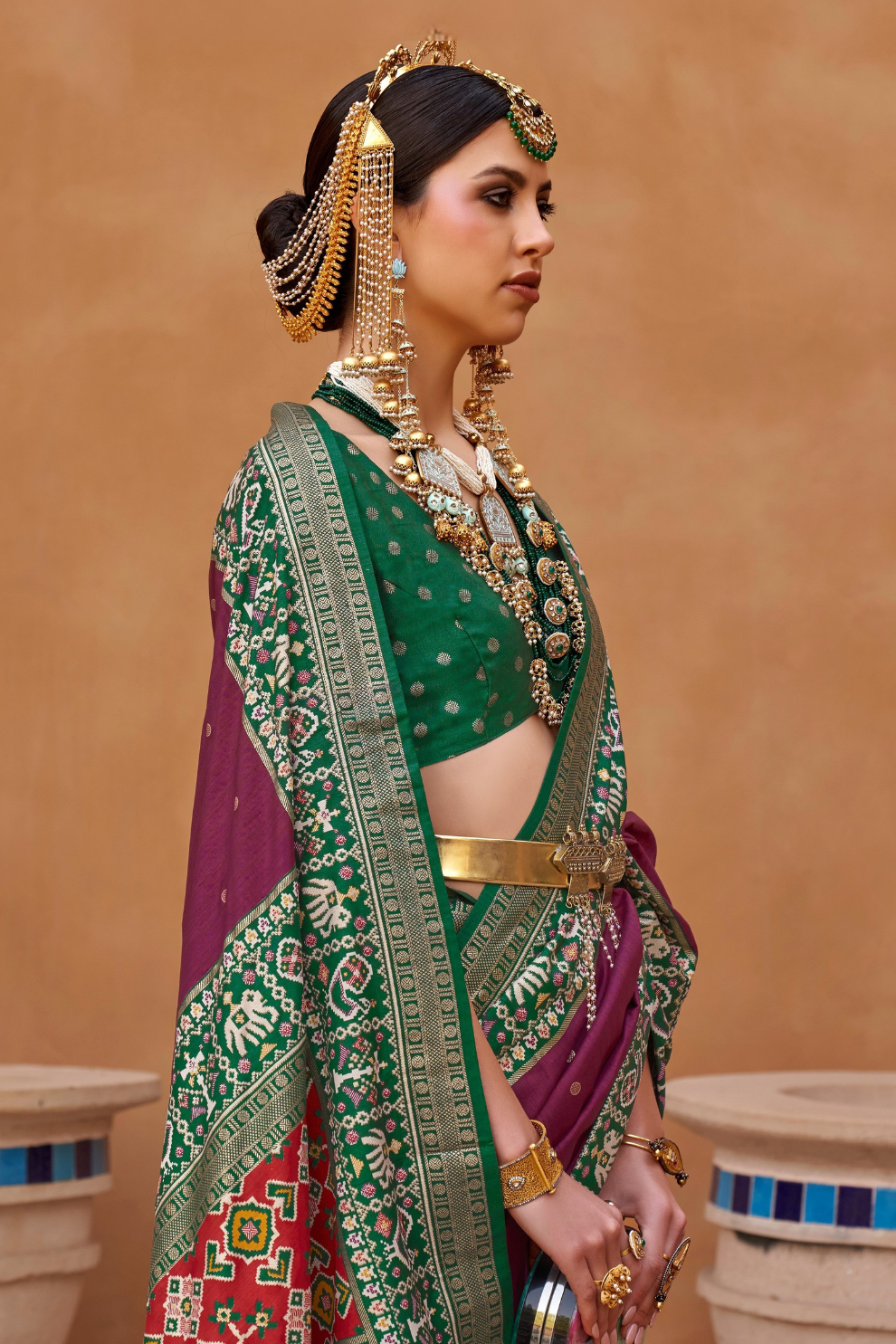 Elegant Zari Patola Saree with Polka Dot Woven Design