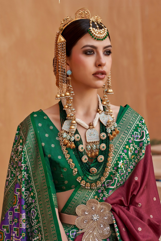 Elegant Zari Patola Saree with Polka Dot Woven Design