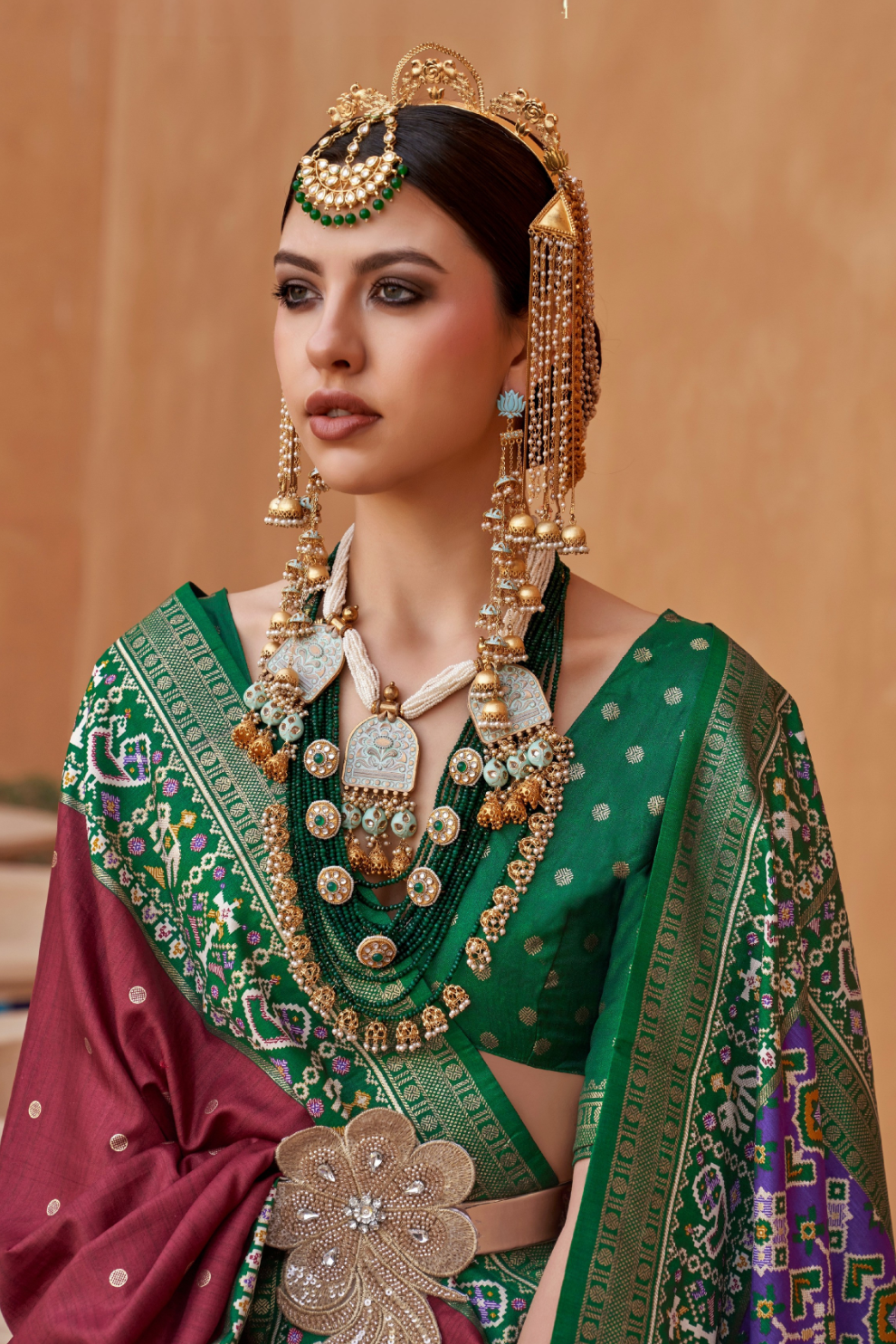 Elegant Zari Patola Saree with Polka Dot Woven Design